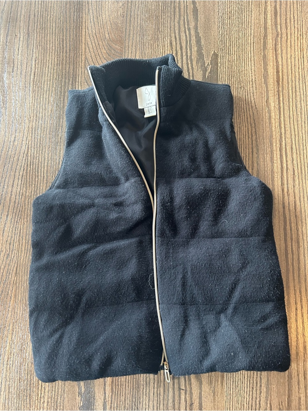 Joie Black Quilted Vest with Silver Zip Detail